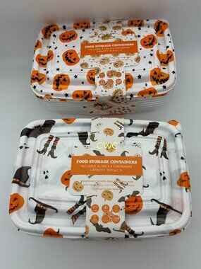 Cook With Color Halloween Print Rectangular Food Storage Containers 6 Piece (x2)